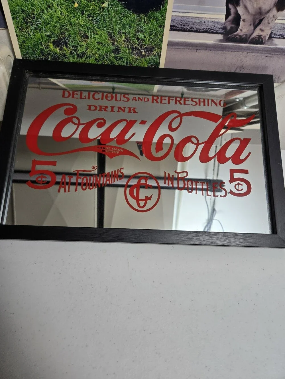 3 Vintage Coke Mirrors. 1 Red Lettering. 1 Blue Lettering. 1 Red & Black Nice.